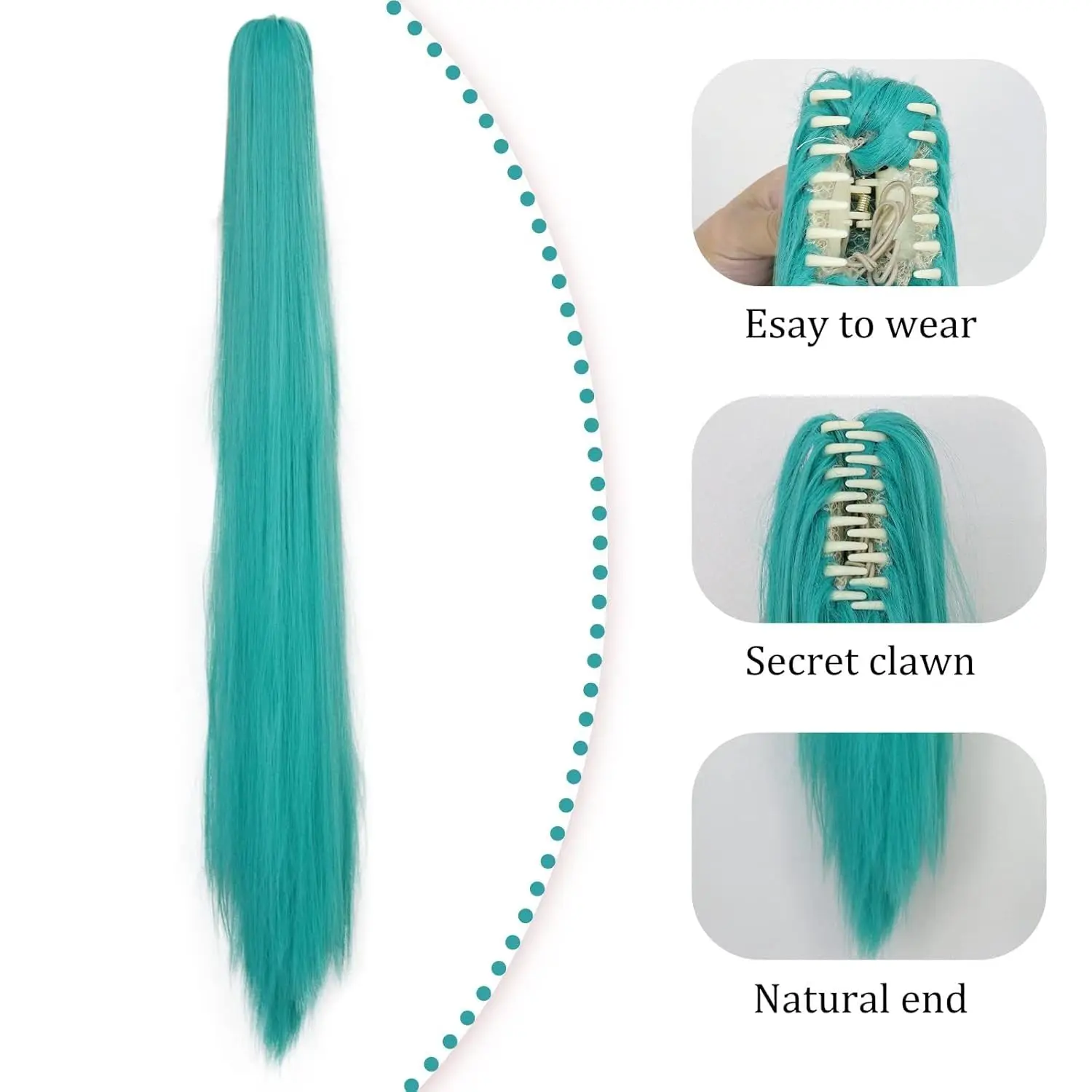 شعر مستعار أخضر سبليت أنيمي كوسبلاي اصطناعي طويل للغاية ذيل حصان مزدوج كوسبلاي بنفس النمط للهالوين والتجمعات