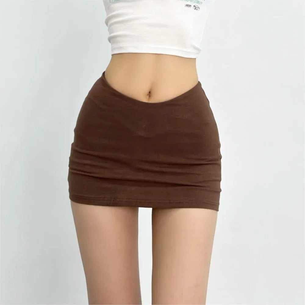 

Hot Girl Low-waist Skirt Summer Sexy Tight Slimming Hip Skirt Solid Color Lined Mini Skirt Ropa Para Mujer Faldas Para Mujeres