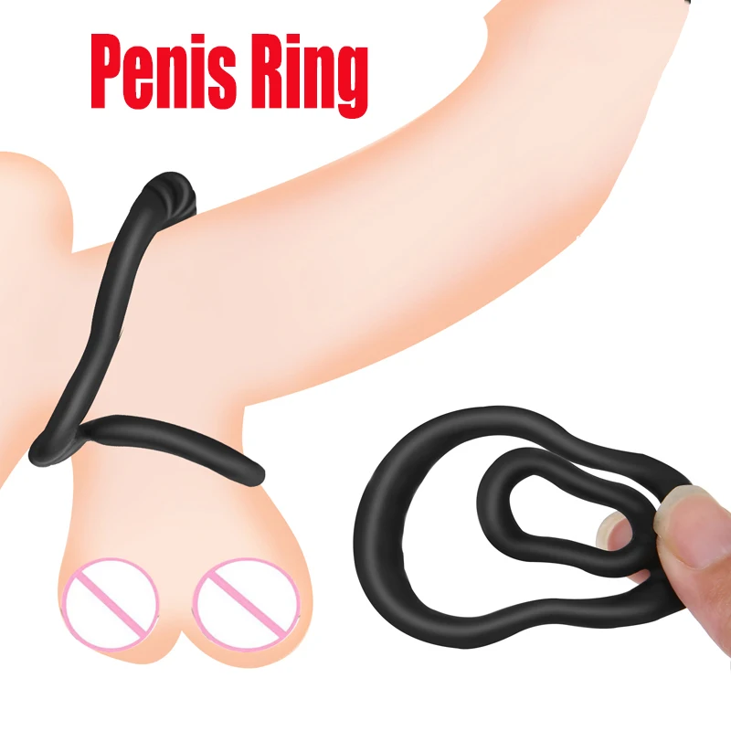 Factory Direct Sales Silicone Penis Ring Locking Cock Ring Delay Ejaculation Erection Lasting Scrotum Dick Enlarger Male Sex Toy