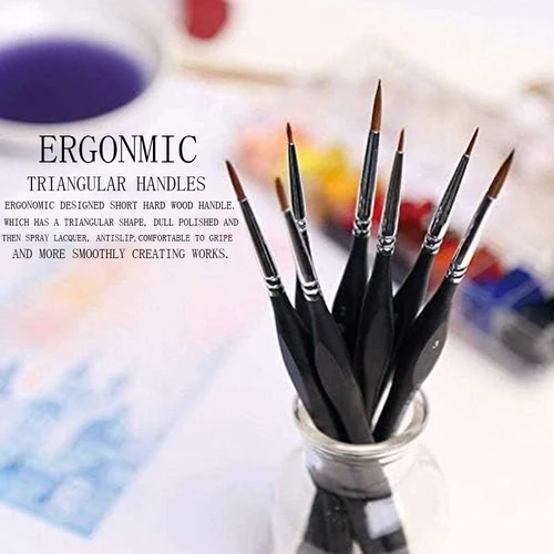 Imagen 2 del producto Yutiars Juego de pinceles para detalles, 44 pinceles en miniatura para detalles finos y pintura artística: acrílico, óleo, acuarelas y pintura