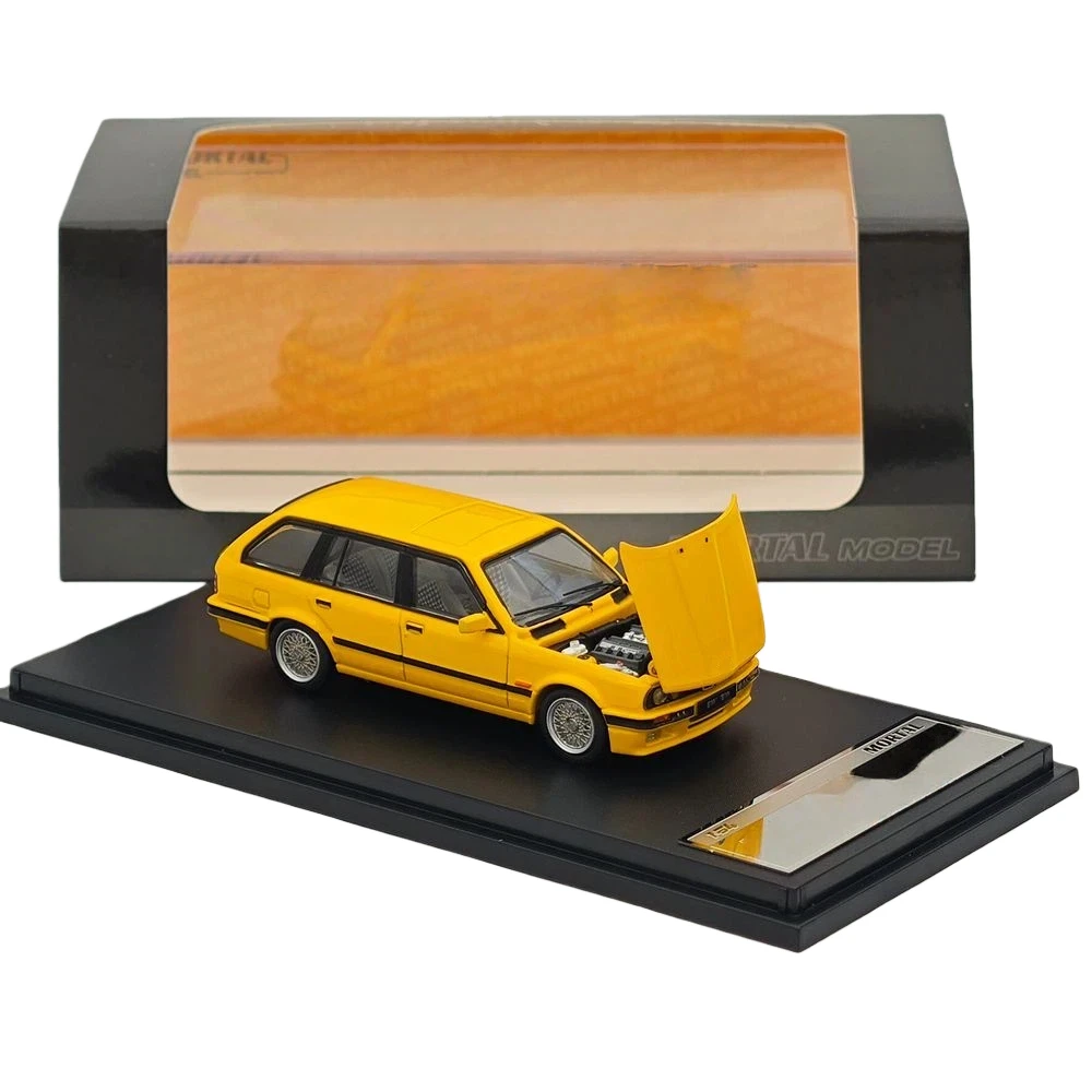 

Коллекционная модель автомобиля Mortal 1:64 E30 M3 Touring Travel Edition, литая, с открывающимся капотом, желтая, для хобби и подарков