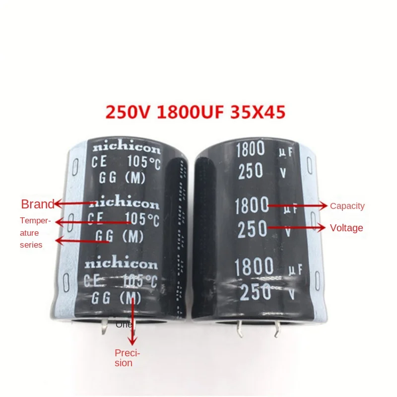 1PCS-20PCS New Original 250V1800UF 35X45 Nichicon Electrolytic Capacitor 1800UF 250V 35*45mm GG 105 degrees