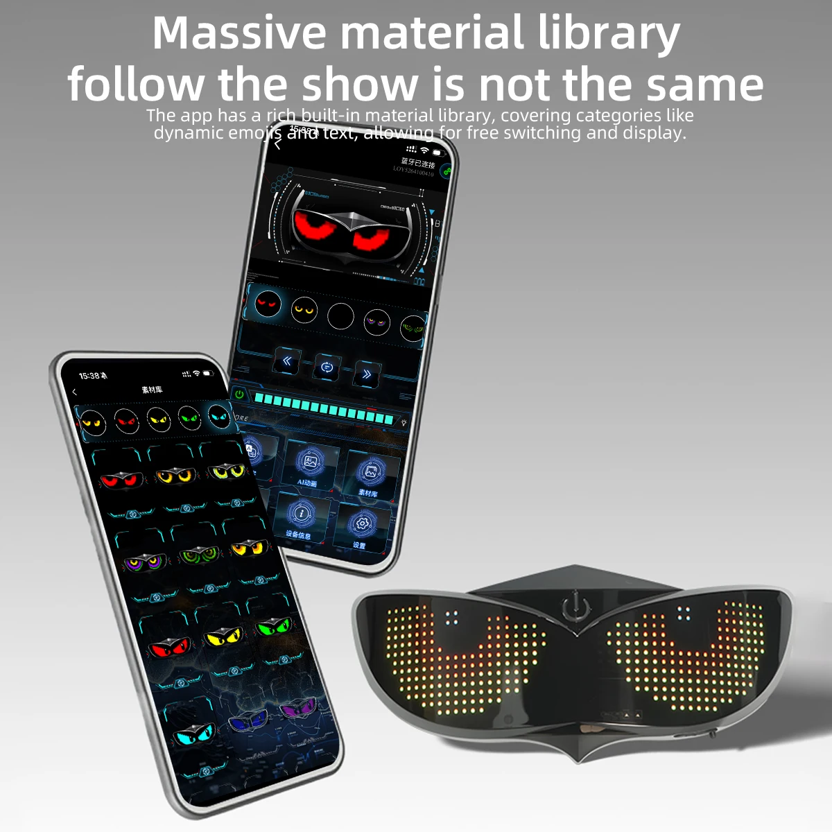 Motorcycle Bicycle Dynamic Devil Eyes Rearview Mirror Lights LED Screen Display APP Control Helmets Decorative Light
