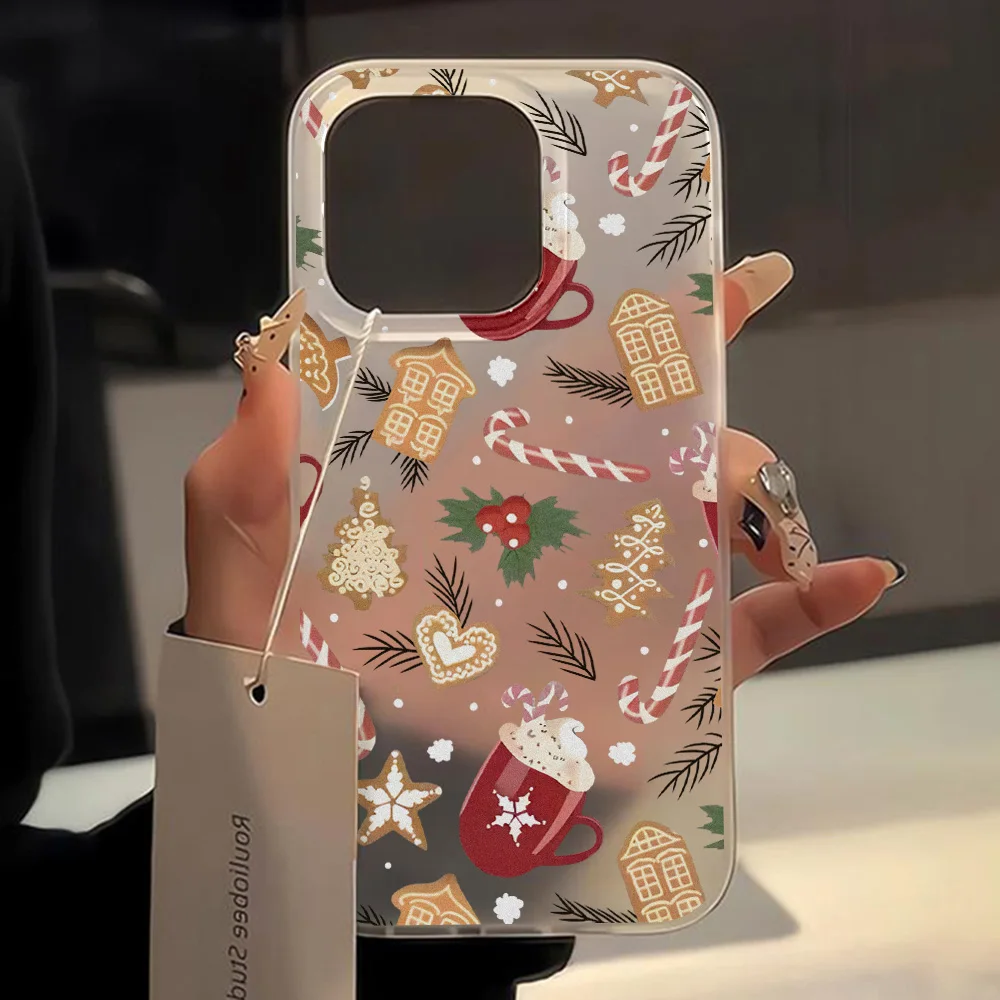 Christmas Cup Candy House New Year Cover For iPhone 17 Pro Max 16 15 14 Plus 11 13 12 Pro Max Mini Shockproof Matte Clear Cover