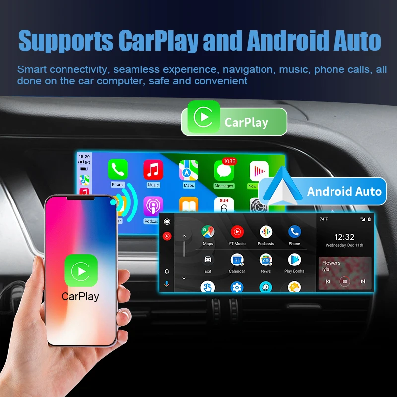 8.8inch Multimedia Android13 Screen For Audi A4 A4L A5 2008-2012 Car Radio with Wireless CarPlay Android Auto Airplay Miracast