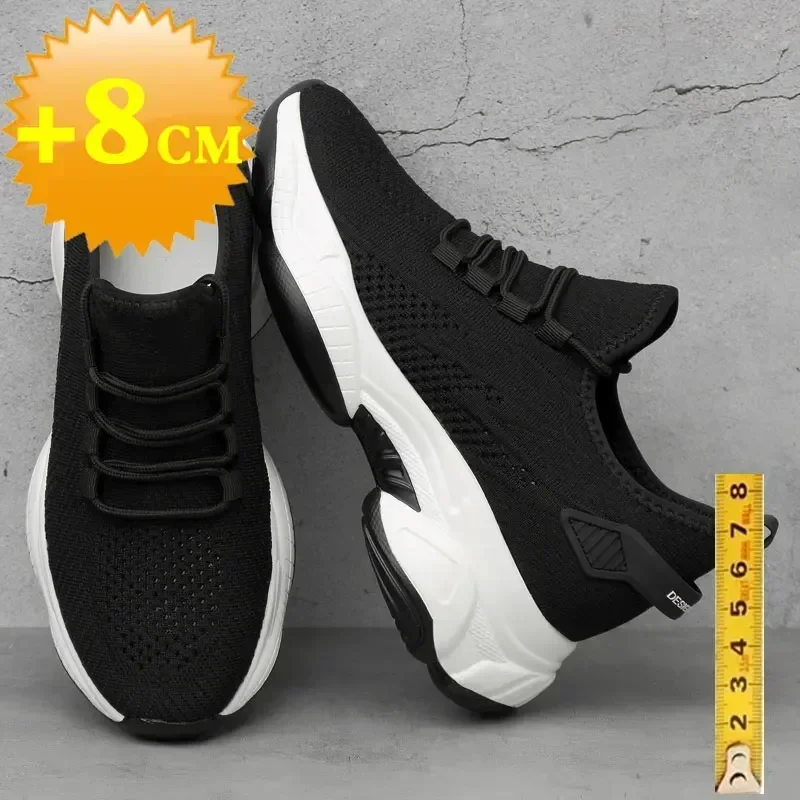 Increasing men sneakers casual heightening shoes 8cm height increase shoes for summer breathable 6cm elevator