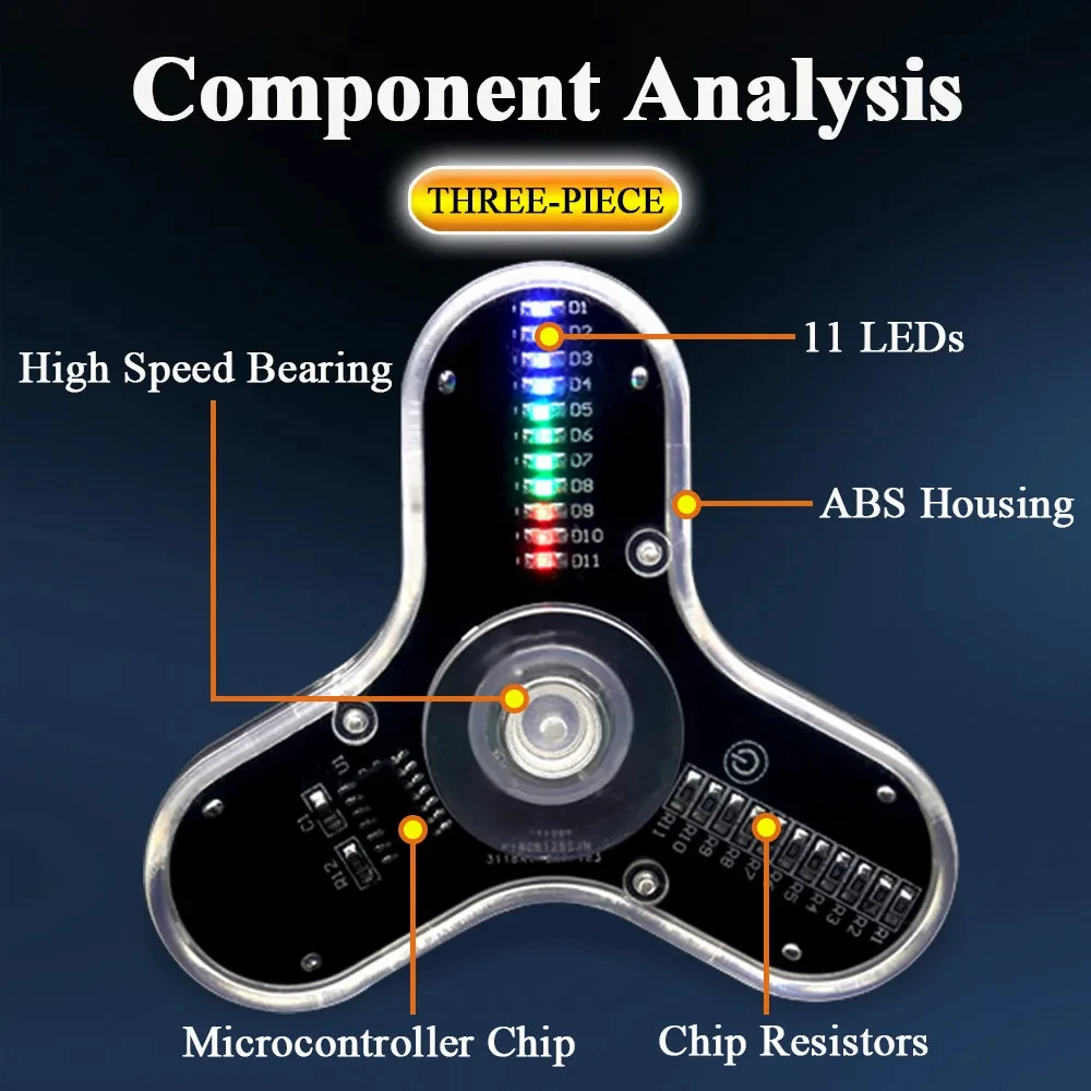 DIY Electronic Kit DIY Fidget Top Kit Fingertip Gyros with LED Light DIY Soldering Project Practice Solder Assembly