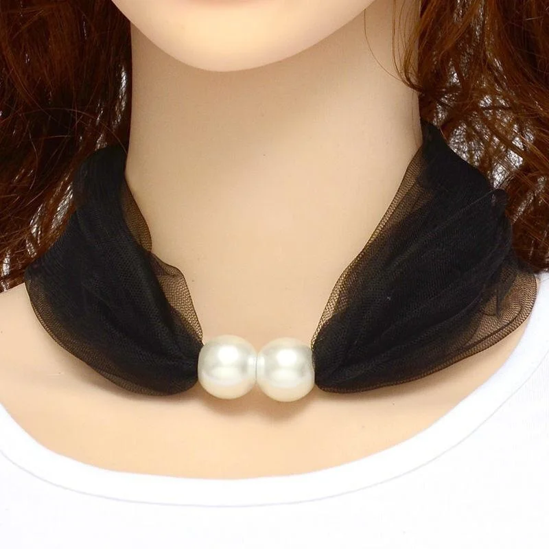 2026 Spring Summer Lace Pearl Ring Scarf For Women Korean Style Pure Color Temperament Shawl 80x70CM Mother Day Gift