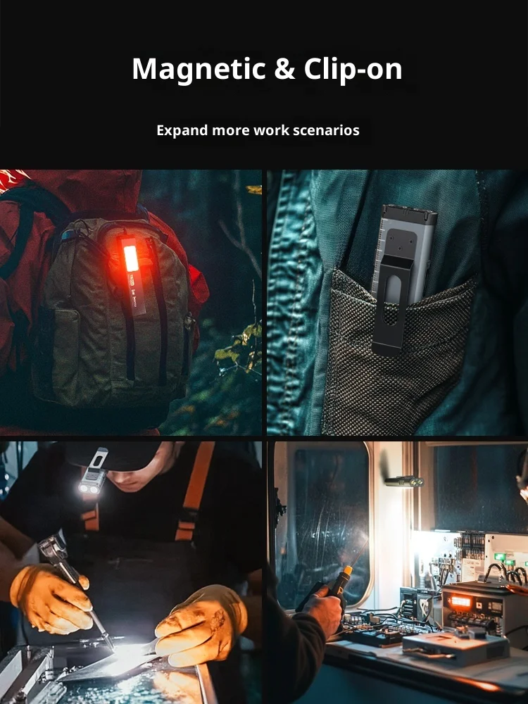 LEM T8/T8 PRO Mini-Taschenlampe, tragbares Schlüsselanhänger-Licht, Typ C, wiederaufladbares Arbeitslicht, 1000 mAh, 500 lm, Camping-Magnet-Taschenlaterne