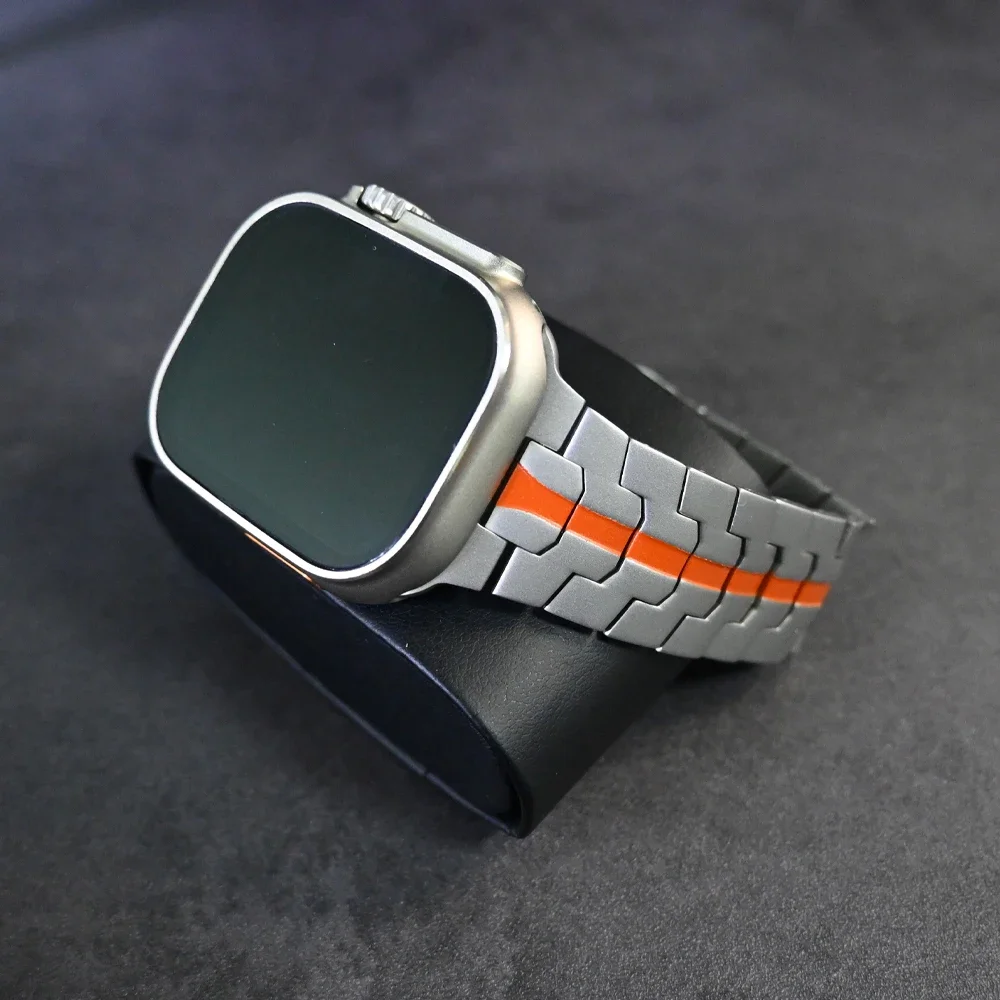 Titanium Orange Band For Apple Watch Ultra 2 49mm 9 8 45mm 42 44mm Stainless Steel Bracelet For iWatch Series 7 6 5 se 4 40 41mm