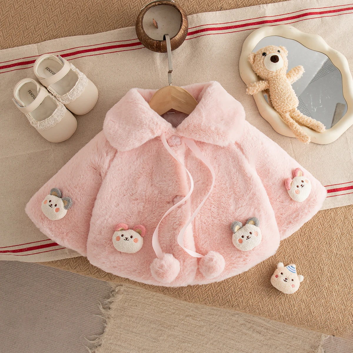 Winter New Cute Cartoon Baby Girl Coat, Thick And Warm Children'S Clothing For Christmas Parties (9 Months -3 Years Old)