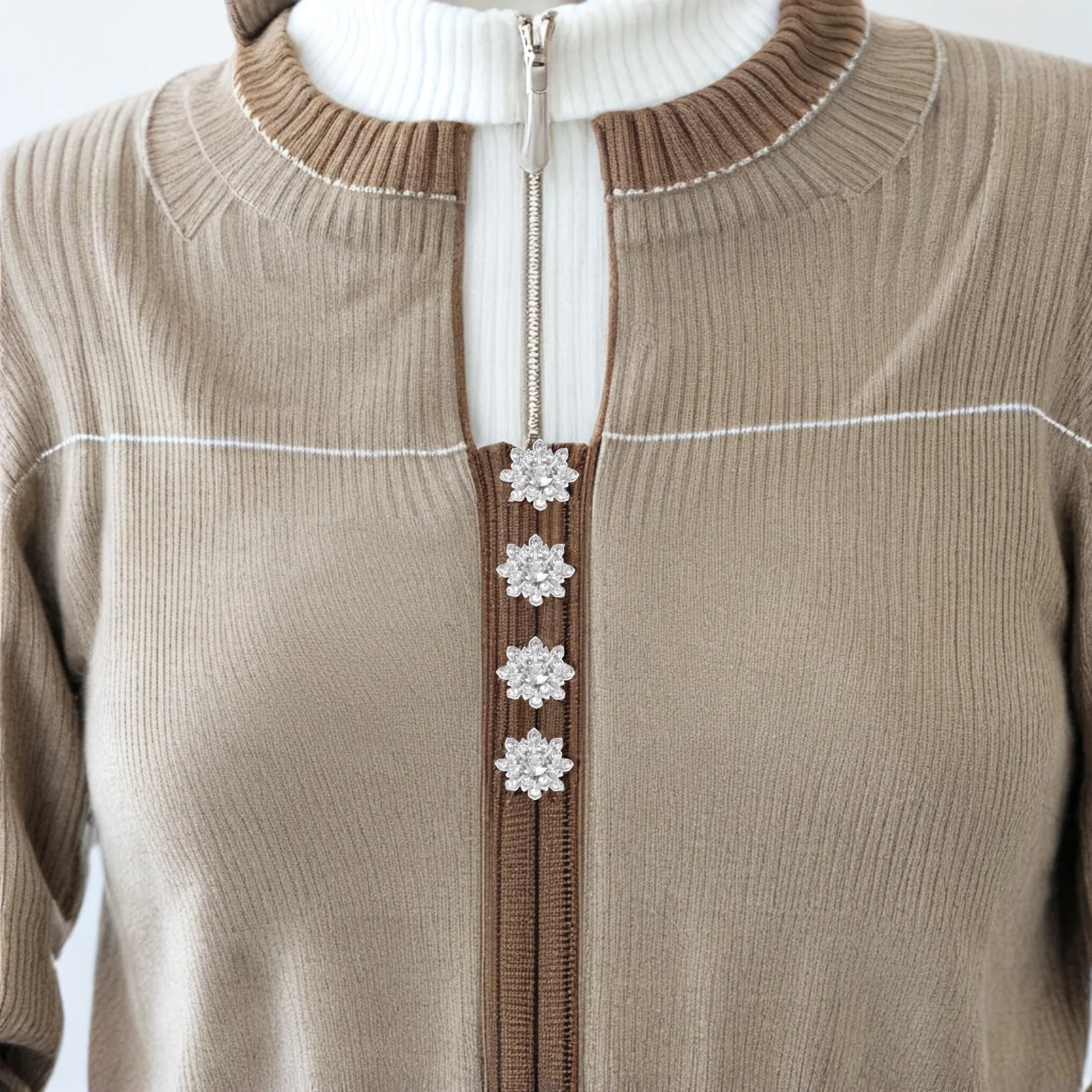 

50Pcs Sparkling Snowflake Buttons 15Mm Rhinestone Flower Center Craft Supplies for Sewing Shirts Bags Holiday Winter Projects