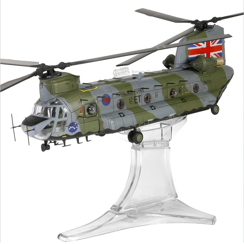 FOV 1:72 Scale British Boeing Chinook Twin Rotor Heavy Military Aircraft Model Diecast Alloy Ornament Souvenir Classics Toy Gift