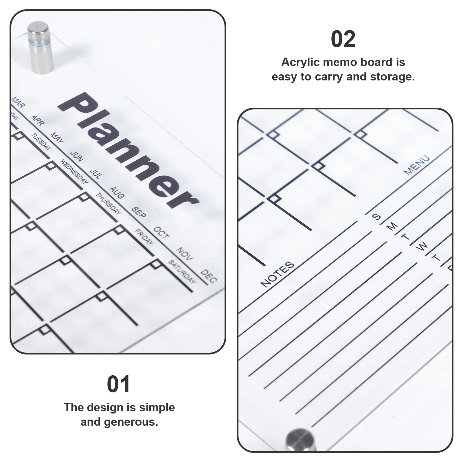 1 комплект, прозрачная акриловая доска для сообщений, доска для сухого стирания, украшение для рабочего стола, мини-доска для домашнего офиса, стены холодильника