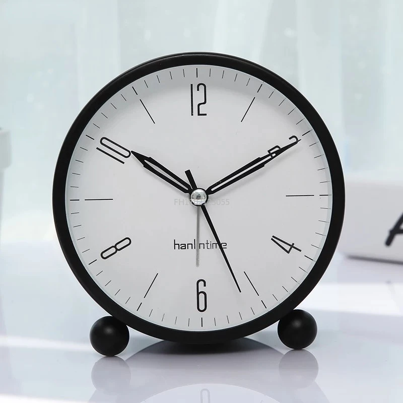 Mini Alarm Clock Silent Luminous Clock Bedside Fashion Modern Minimalist Metal Bedroom Small Clock Tabletop Decor Relogio Mesa