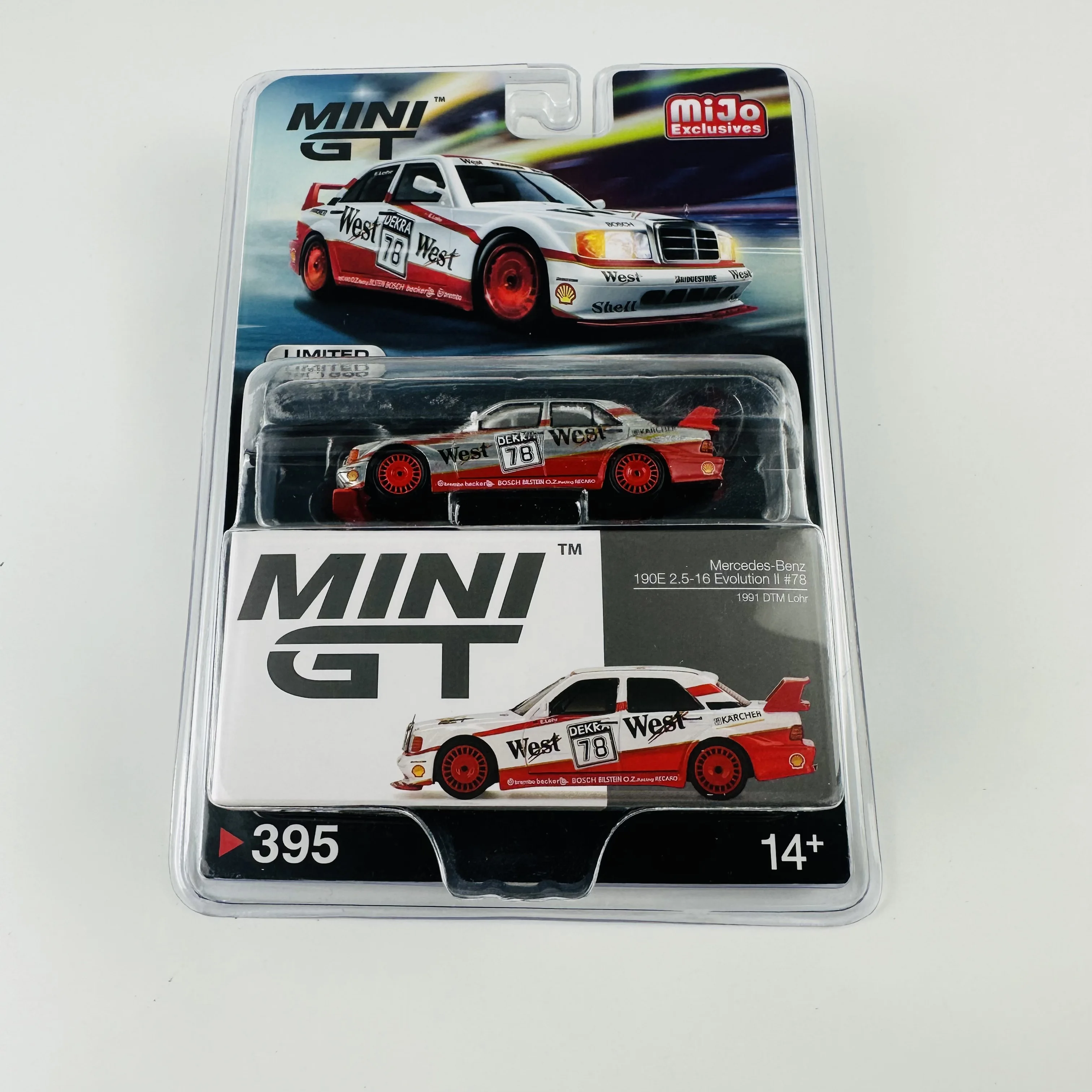 TSM miniGt 1/64 #395 190E 2.5 16 Evolution II 1991 DTM #78 Lohr Chase Varnish Spec Die-cast Alloy Car Model Collection Toy Gift