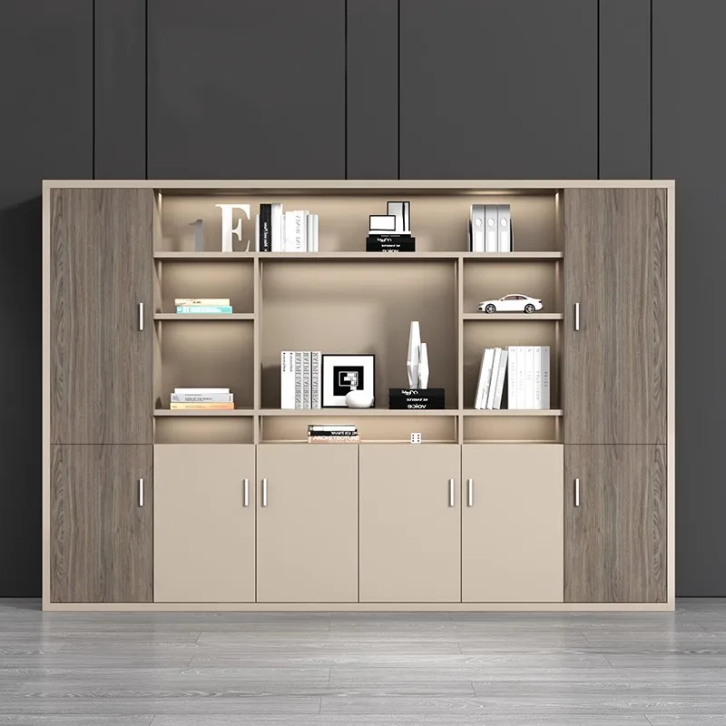 

File cabinet Wooden boss Office background cabinet Data cabinet Locked storage wardrobe Floor-to-ceiling bookcase against