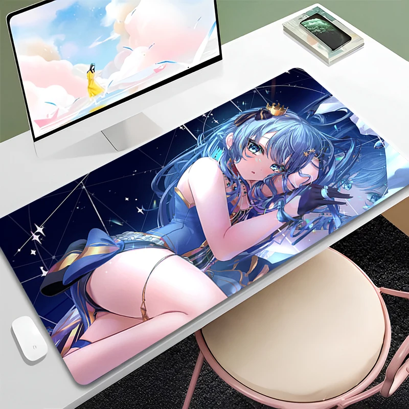 

Anime Girl Table Mat Hololive Hoshimachi Large Mouse Pad HD Custom Suisei Cartoon Table Mat Office Accessories Non-slip Mousepad