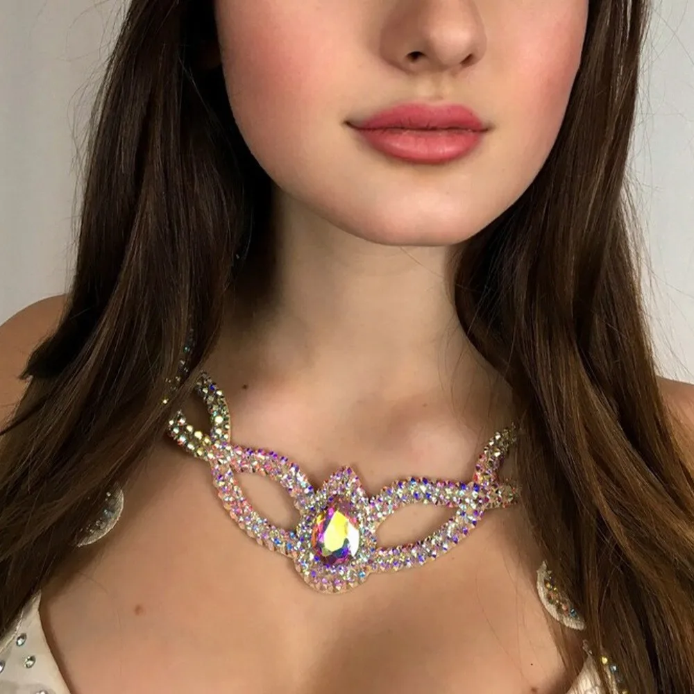 

Преувеличенный дизайн, ожерелье с латинской геометрией, очаровательное винтажное свадебное ожерелье со стразами на животе, модные танцевальные украшения, аксессуары для бальных танцев