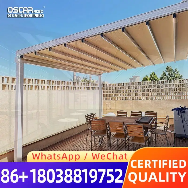 

Motorized Retractable Outdoor Folding Waterproof Roof Awning Curved Canopy for Garden Patio Terrace Retractable Canopy Pergola