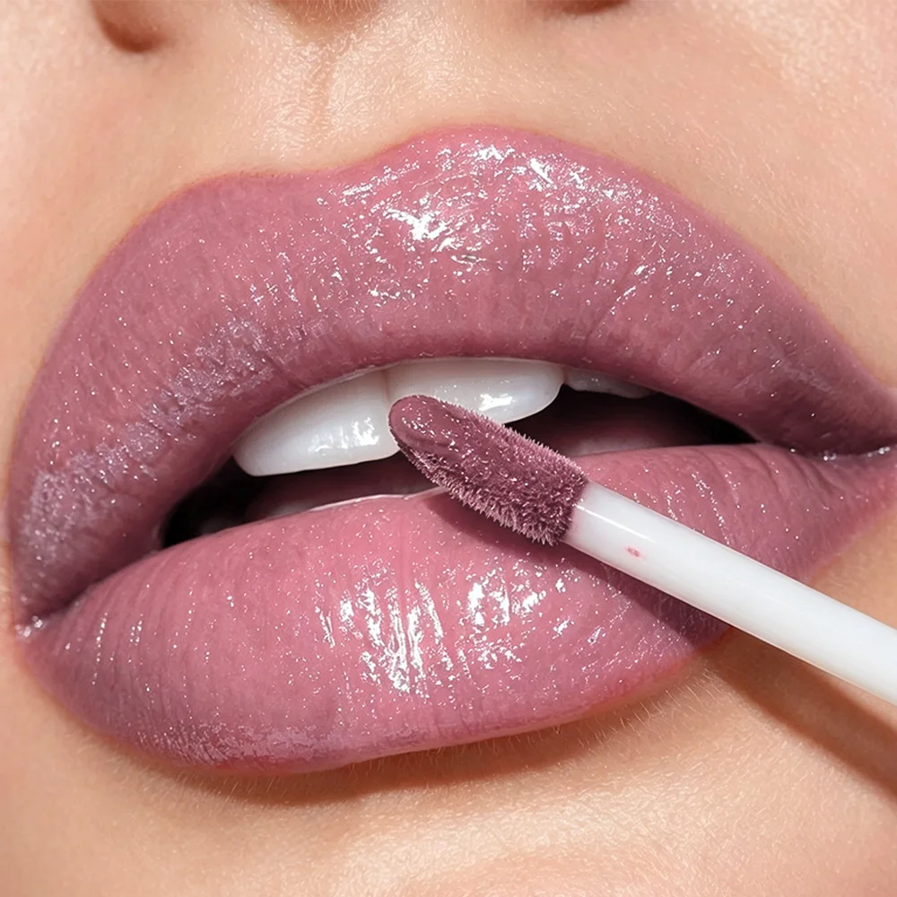 JUJU DREAM Retro Shimmer Lip Gloss Pearlescent Nude Pink Glitter Liquid Lipstick Long Lasting Tint