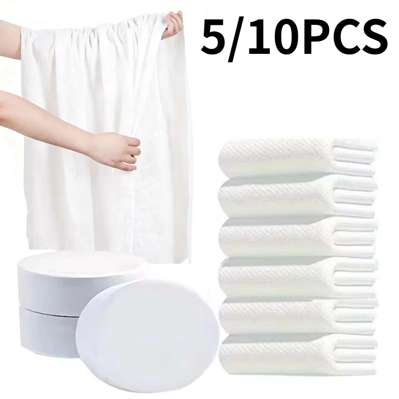 Toalla de baño comprimida desechable, toalla de baño comprimida portátil para viajes al aire libre, Hotel, ducha, cuidado facial, 5/10 Uds.