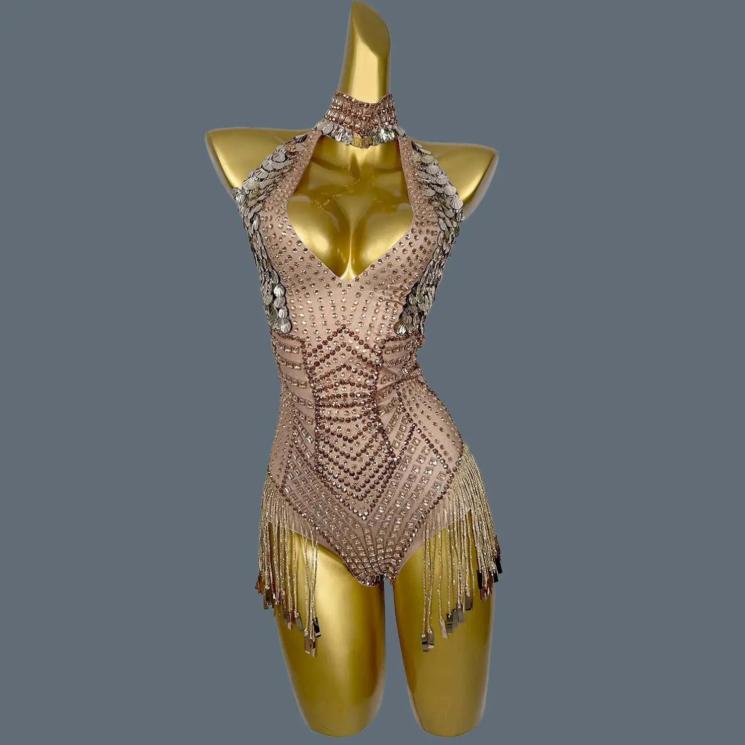 Sparkly Rhinestones Bodycon Bodysuit Women Sexy Sequins Performance Dancer Costume Nightclub Bar DJ Show Stage Wear Jinbaobei