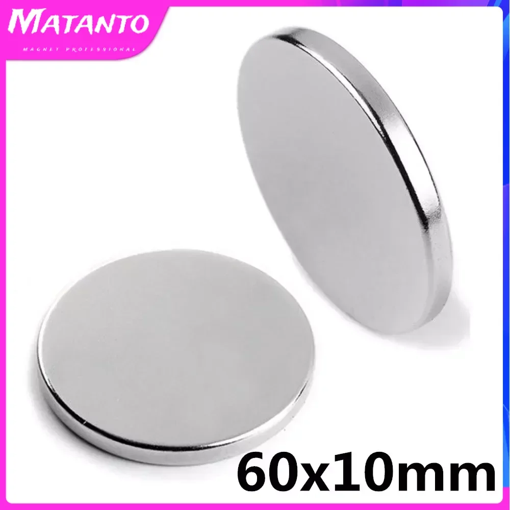 

1/2/5PCS 60x10mm Neodymium Magnet NdFeB Super Strong Powerful Permanent Round Rare Earth Magnetic N35 Circular Magnet