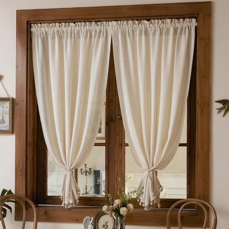 Japanese Gauze Curtain Light Opaque  Bay Window Cotton Linen Rental Room Kitchen Block Small Window White Window Curtains커튼