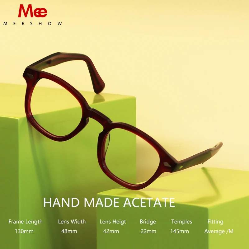 

Очки MEESHOW DESIGN: Классические ацетатные оправы ручной работы в стиле ретро для мужчин и женщин, модные оправы для коррекции зрения, оптические очки 7920