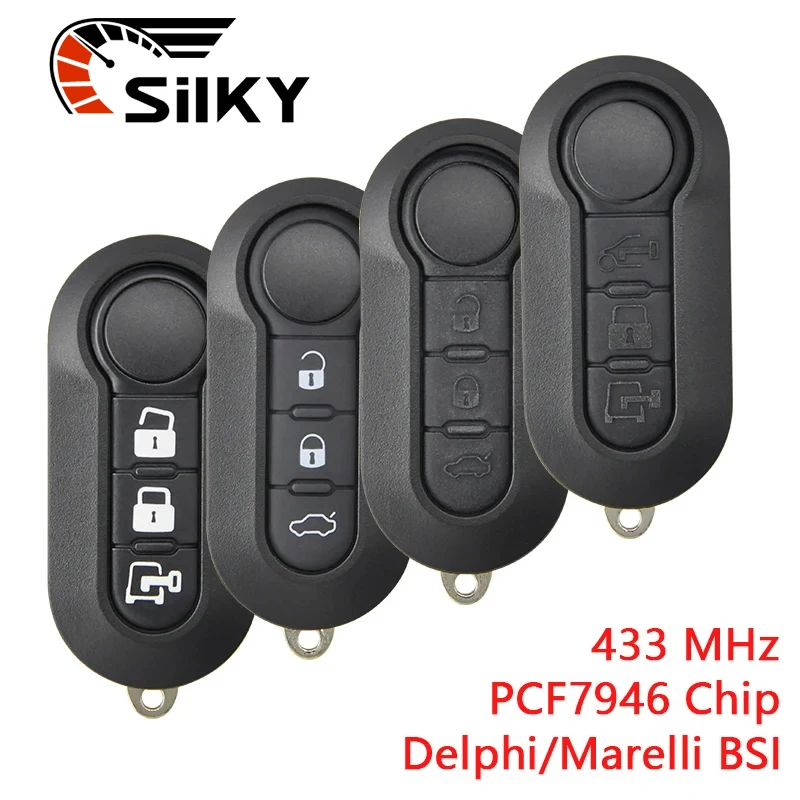 SilKY    Remote Car Key For Fiat 500 500L Punto Florino Doblo Qubo Punto Evo Grande Punto 433MHz Marelli / Delphi BSI System 3B