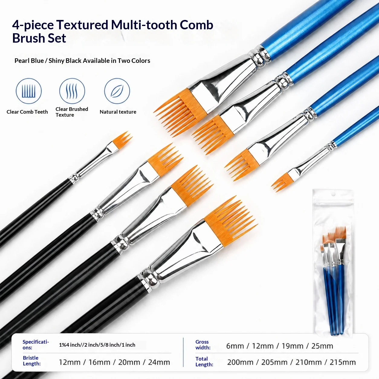 Texture Multi-tooth Comb Brush Landscape Leaf Brush Set Watercolor Oil Painting Acrylic Oil Painting Brush Rake Brush