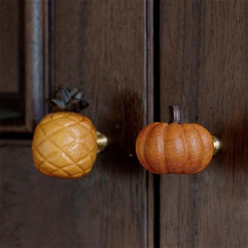 Middle ancient style handmade fruit solid wood cartoon cabinet door wardrobe drawer cabinet handle