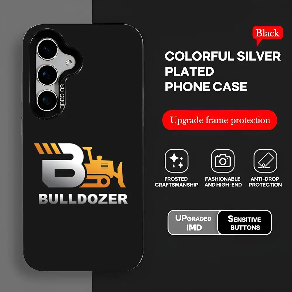 C-CaterpillarS D-DozerES Logo Phone Case S25 Case IMD Colorful Phone Case Silver Cover Suitable For Amsung Galaxy S24 S23 S22 S