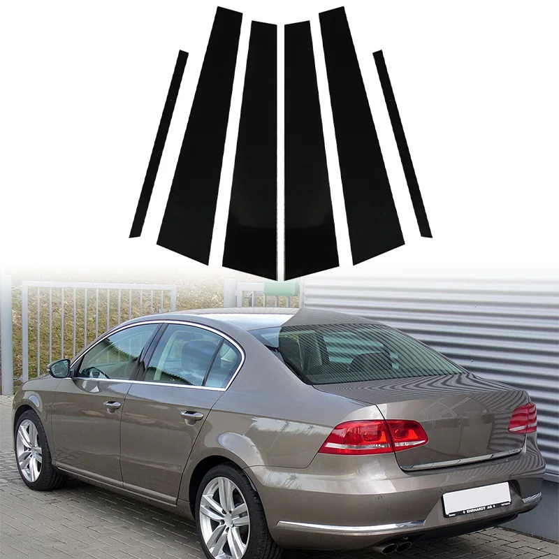 Glänzend schwarze Säulenpfosten Autofenster Türverkleidung Aufkleber Styling Zubehör für Volkswagen Passat B6 2006–2010 B7 2011–2015 – Detail 2