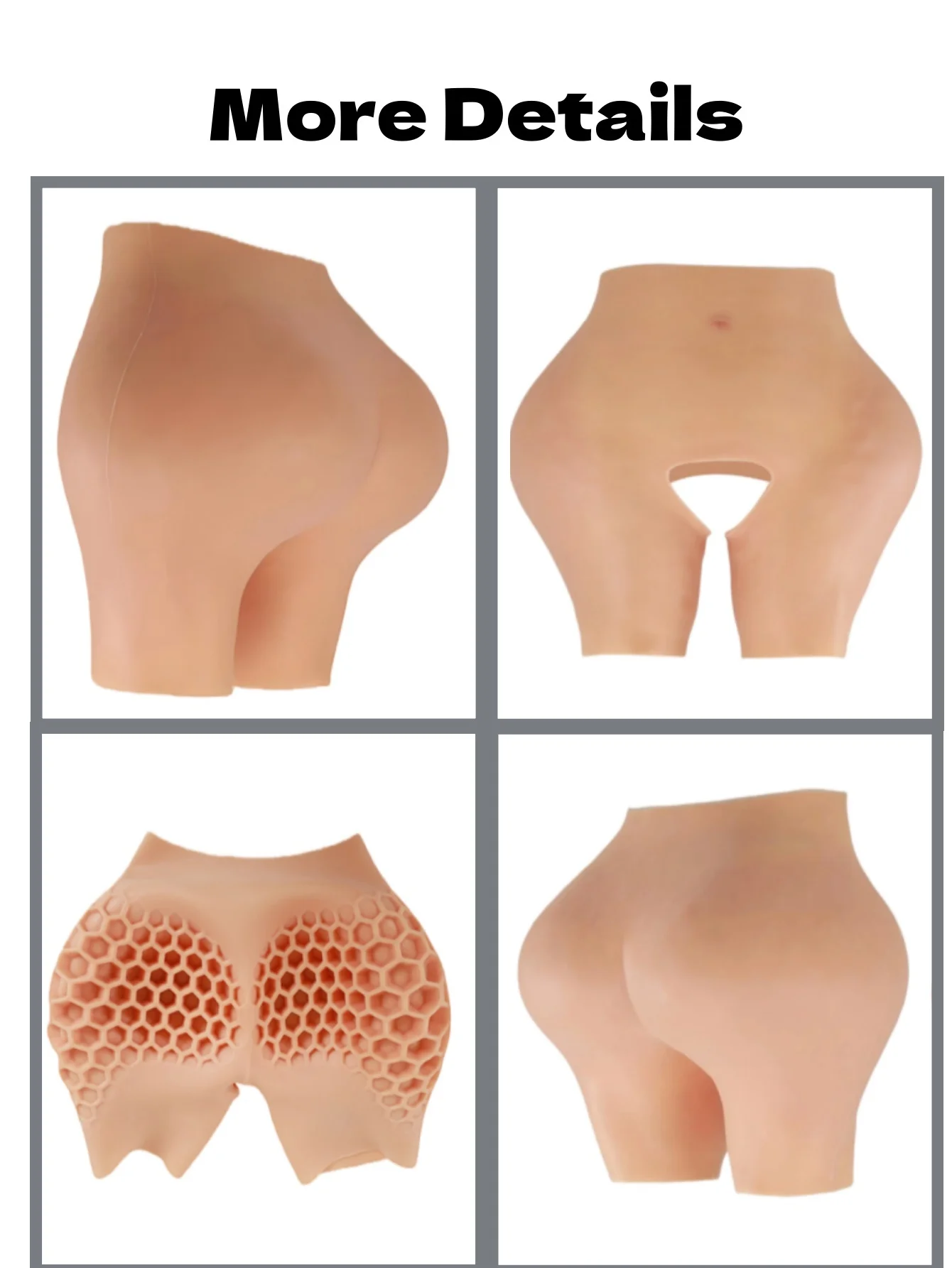 1PCS Silicone Butt-Lifting Hips-Enhancing Crotchless Shorts with Inner Honeycomb Mesh Design for Home Use Crossdressing
