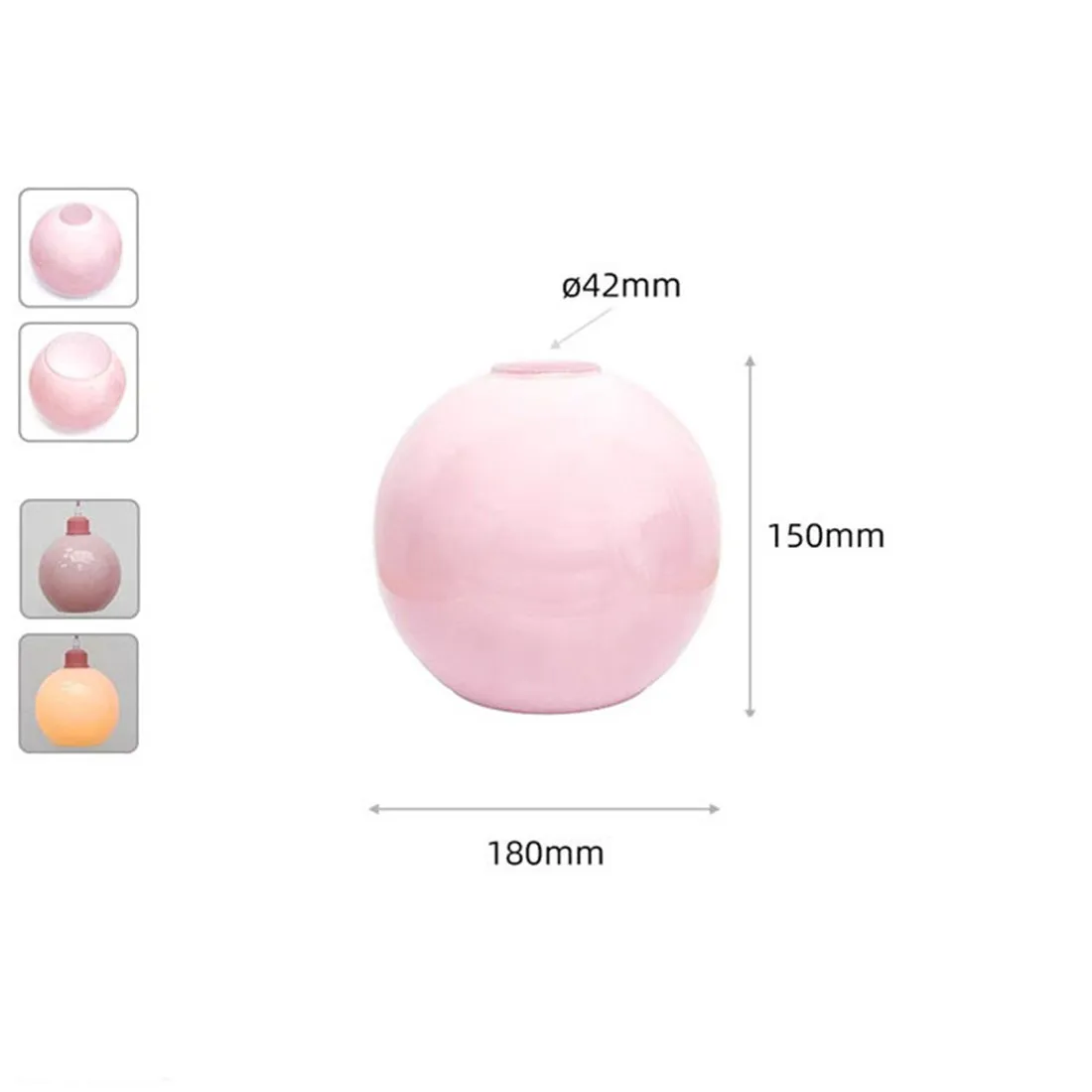 Color of Pink Ice Cream Orange Glossy White E27 Glass Shade Replacement for DIY Art Decoration Lampshade Cover 1-5/8-Inch Fitter