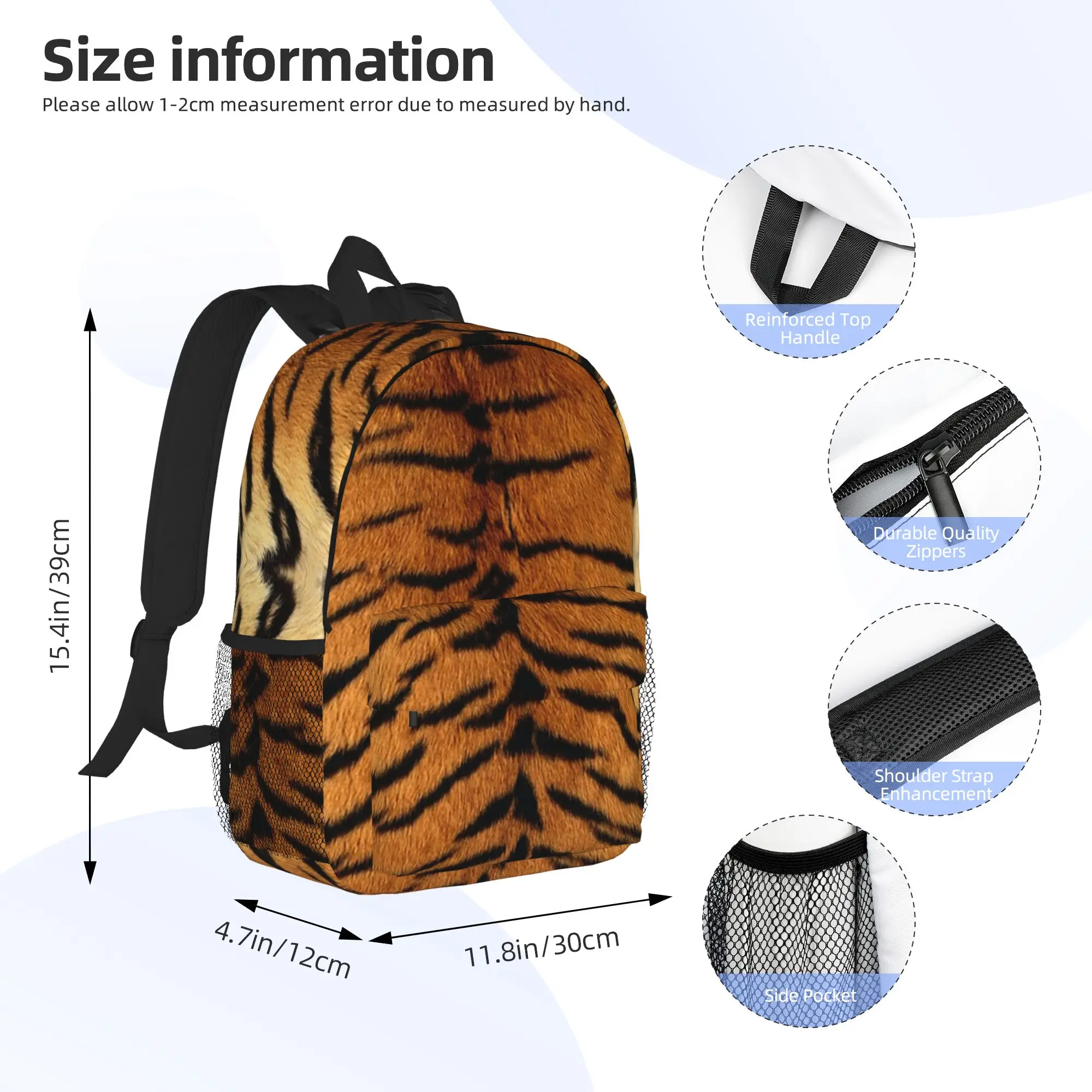 Tiger Fur Sketch Color Picture Backpack Hot Sale Daypack Large Capacity Boys Girls BookBag Shoulder Bag for Men Women School Bag