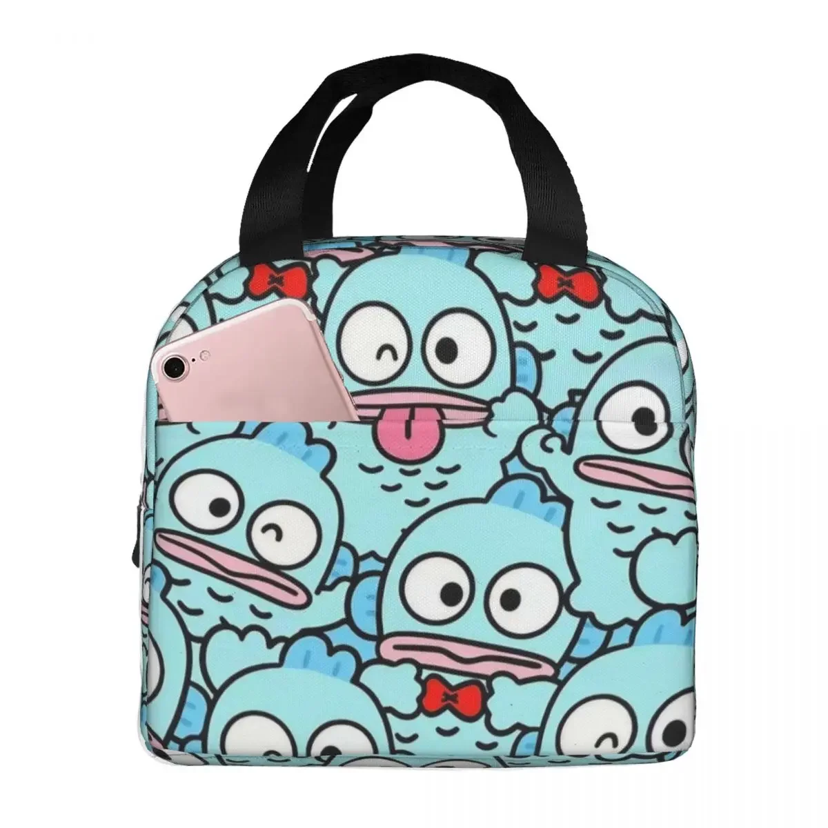 Kawaii Hangyodon Cartoon Insulated Lunch Bags Portable Reusable Cooler Bag Tote Lunch Box College Outdoor Food Handbags