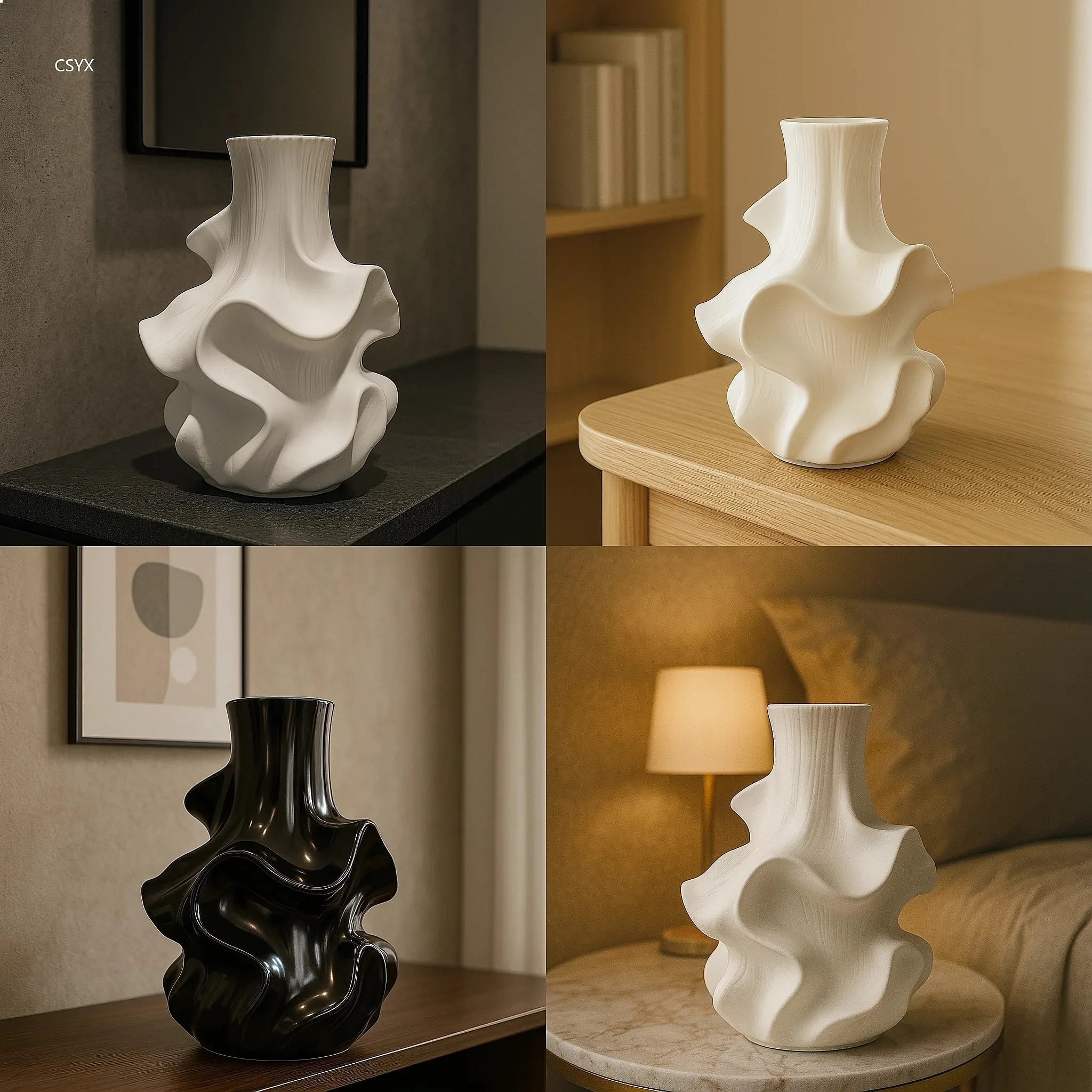 Simple Nordic Ceramic Artificial Flower Vase Home Living Room Desktop Flower Arrangement Ornaments Water Housewarming Gift
