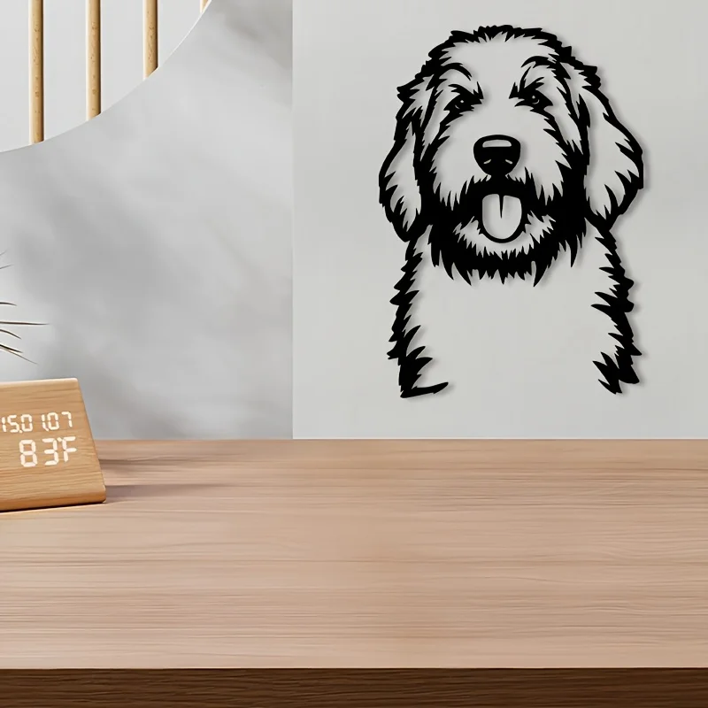 Goldendoodle Metal Wall Art Iron Retro Poodle Sculpture Backyard Hanging Mural Christmas Easter Pet Owner Decor Gift