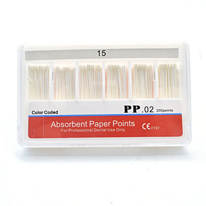 0.02 Taper Absorbent Paper Points 200pcs/Pack Dental Root Cancel Cotton Fiber Tips Dentist Product Superior Quanlity #15-#40