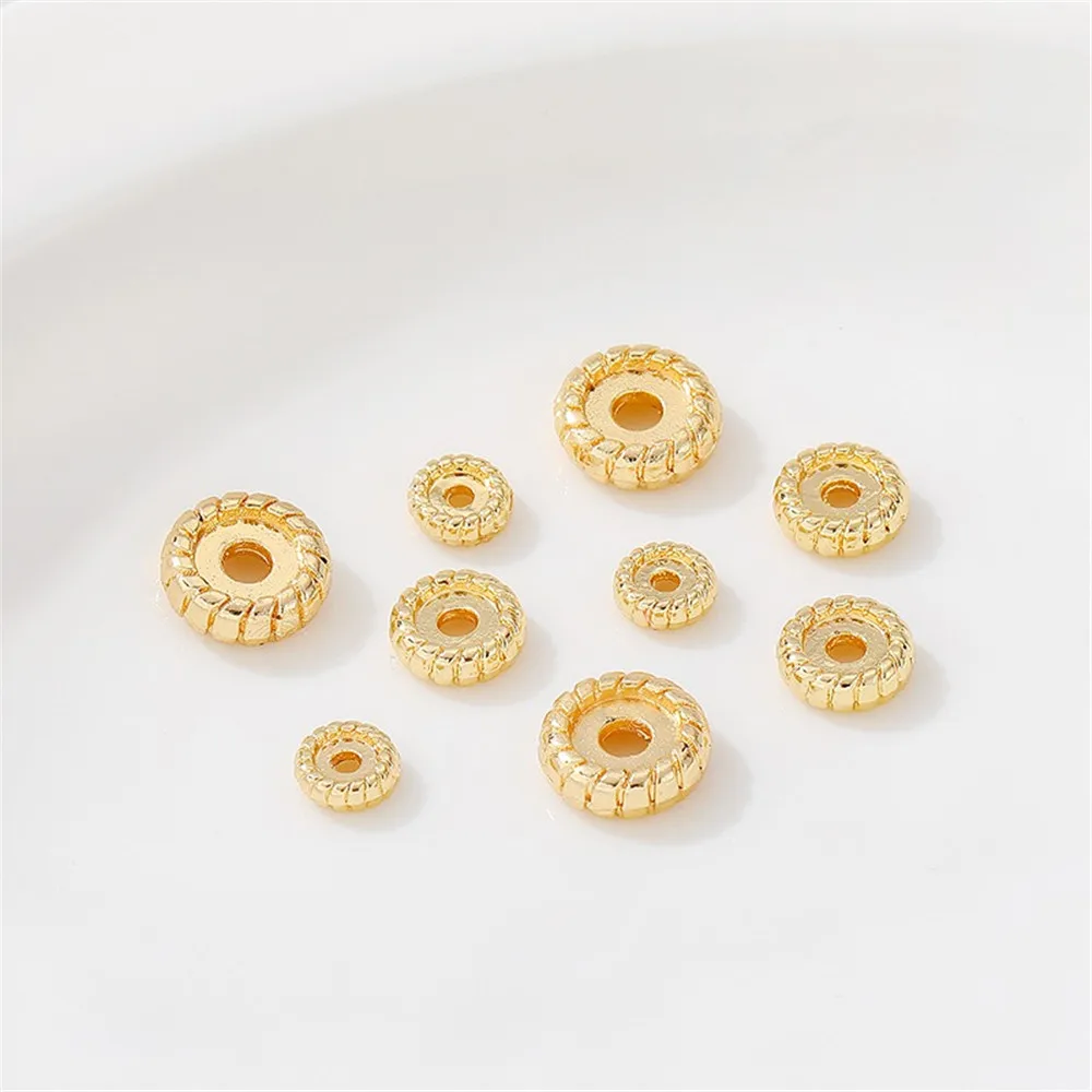 14K Gold-plated Threaded Wheel Bead Spacer, Loose Bead Spacer, Handmade DIY Bead Bracelet, Necklace, Jewelry Material Accessorie