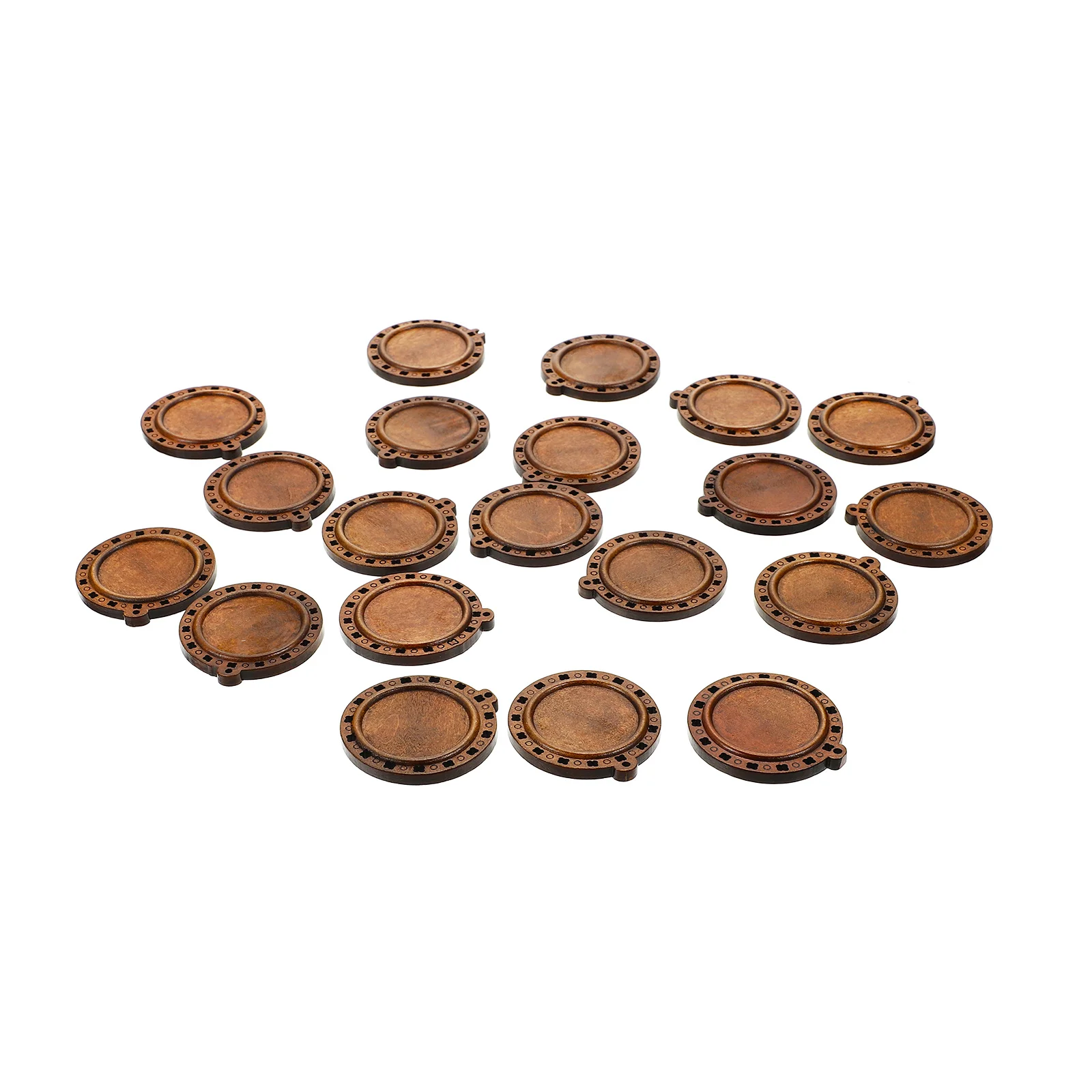 

20pcs Wooden For Diy Round Pendant Tray Jewelry Making Base Necklace Blank Base Wood Pendant Blanks Craft Accessories