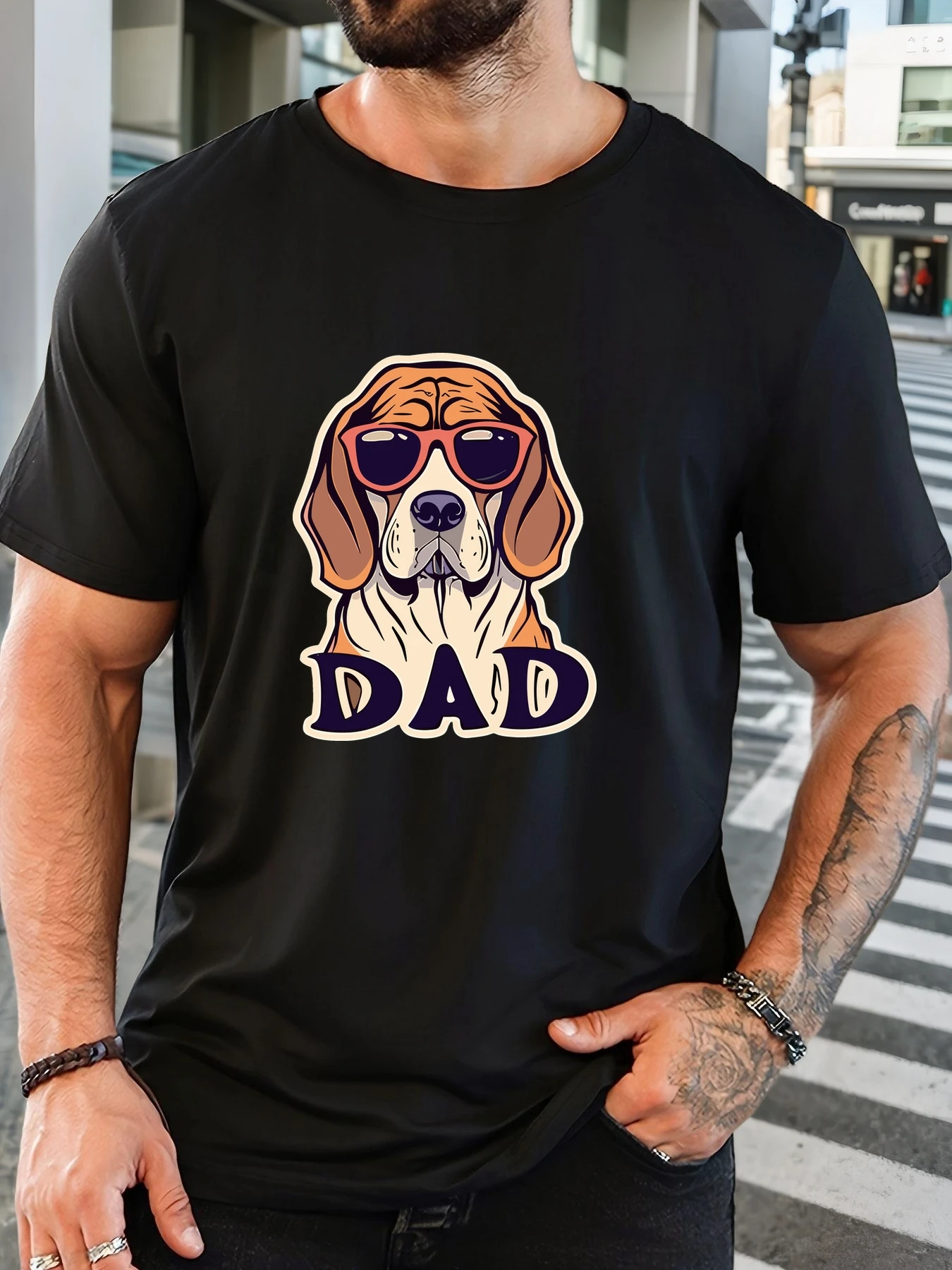 

Men's 100% Cotton Printed T-Shirt Cool Dog Pattern Summer Casual Oversized Round Neck Short Sleeve Comfortable Daily Wear Tee