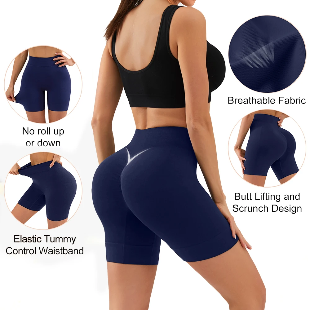 YADIFEN pantalones cortos deportivos sin costuras para mujer, mallas de Yoga Push Up de cintura alta, elásticas, transpirables, para correr y