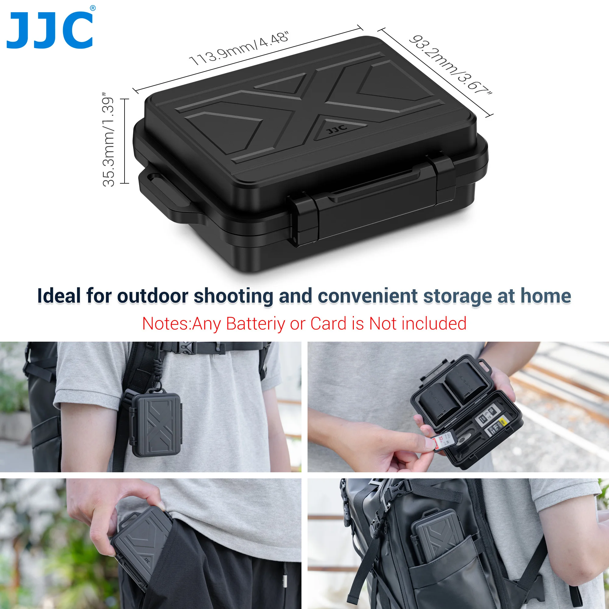 JJC JBC-K2CBS Memory Card & Battery Storage Case for 3 SD Card 4 CFe B Card 2 Batteries Fujifilm NP-W235 Nikon EN-EL15 Case Box - view 4