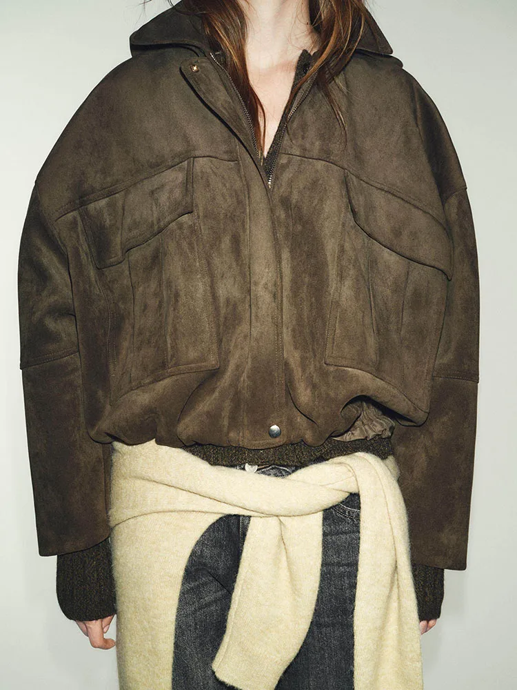 

Spring 2026 Women's Sweet Faionable Loose Hooded Faux Fur Jaet New Arrival Casual Sle Long Sve Zipper Closure Coat