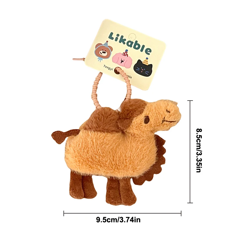 Porte-clés poupée chameau en peluche de dessin animé, joli Animal en peluche, pendentif de sac, décoration de sac d'école, breloque pour Couple, cordon de serrage