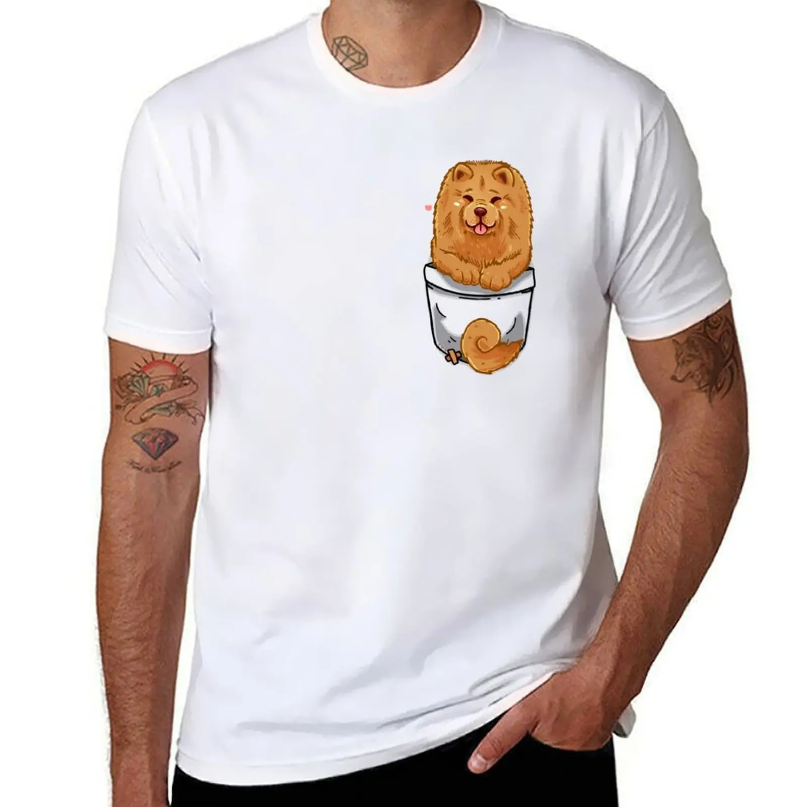 Pocket Cute Chow Chow Dog T-Shirt man tshirt man t shirts for men T-Shirt
